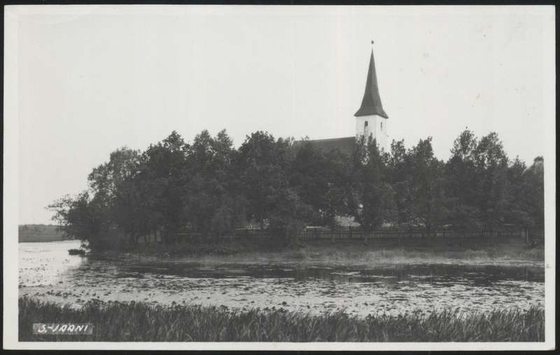 fotopostkaart, Suure-Jaani khk, Suure-Jaani, kirik, ümbrus, järv, u 1939