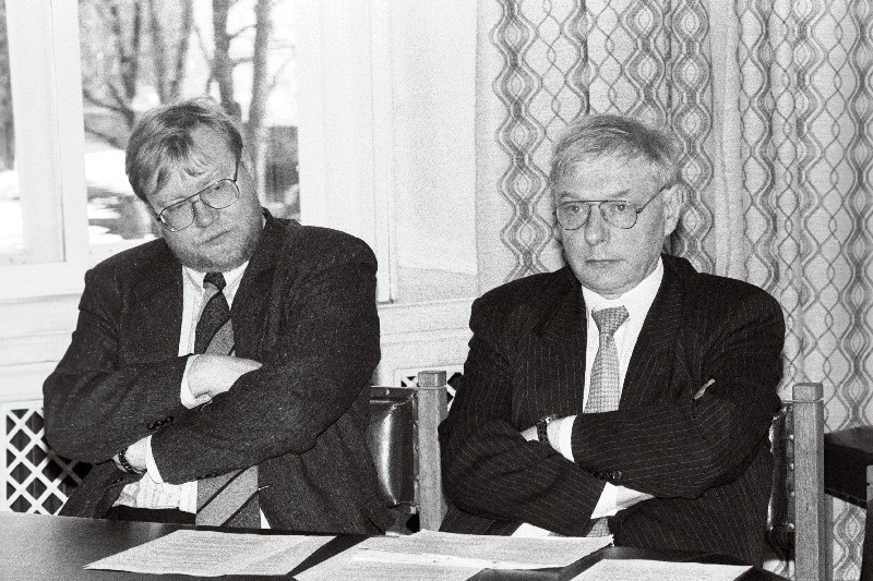 Riigikogu Isamaa fraktsiooni esimees Mart Laar (vasakul) ja liige Jüri Adams.