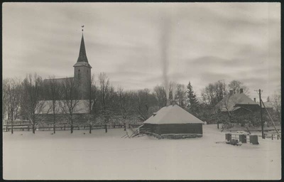 fotopostkaart, Suure-Jaani khk, Suure-Jaani, järv, kirik ümbrus, u 1930  duplicate photo