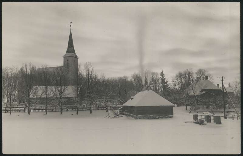 fotopostkaart, Suure-Jaani khk, Suure-Jaani, järv, kirik ümbrus, u 1930